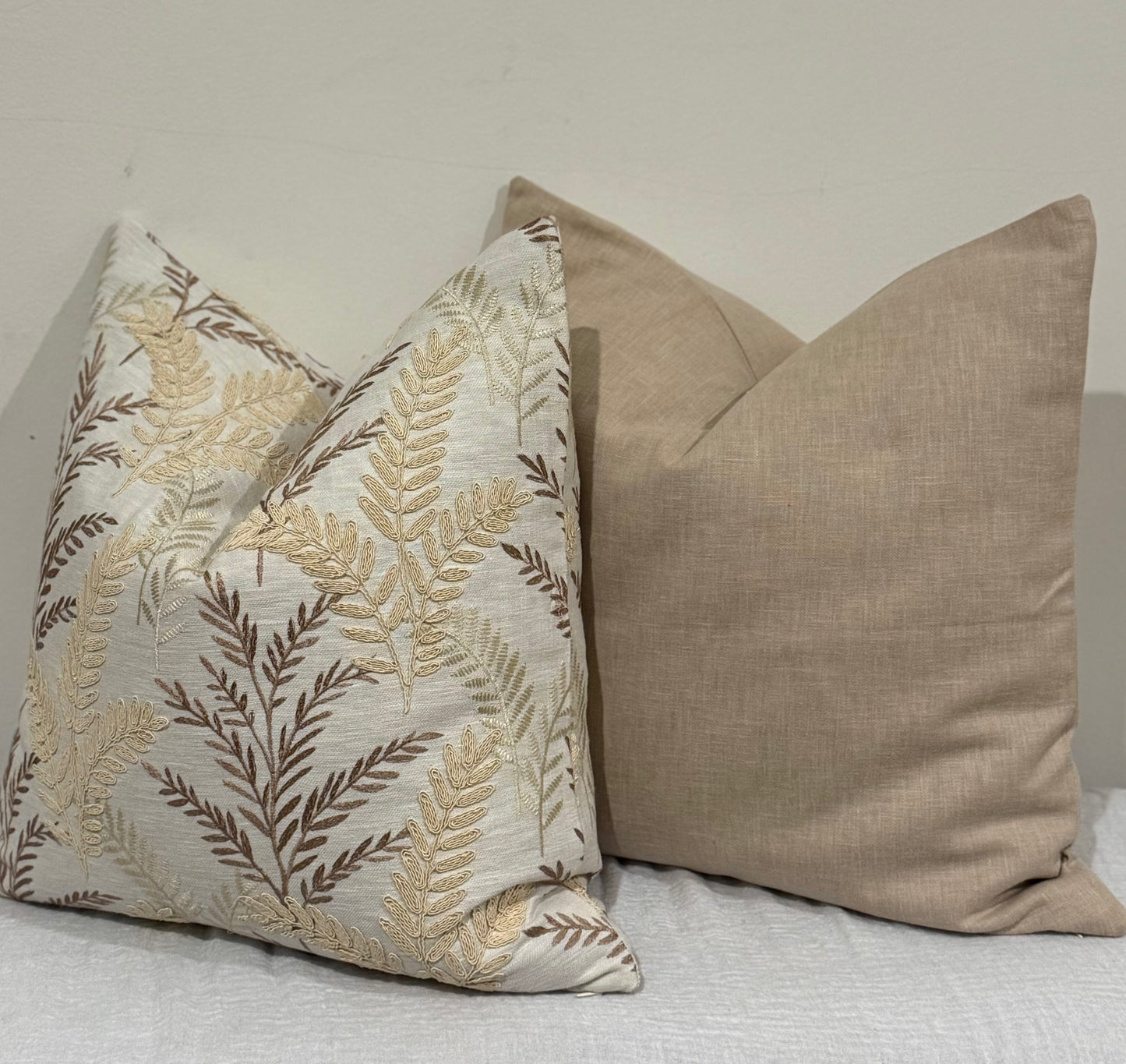 willow fern layered with desert sand cushion to create warm interior | interiors by zai