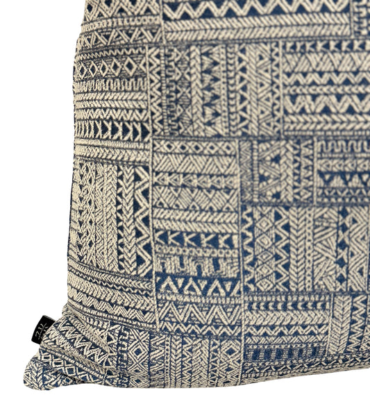 Close-up of Nomad Indigo Cushion fabric weave | interiors by zai