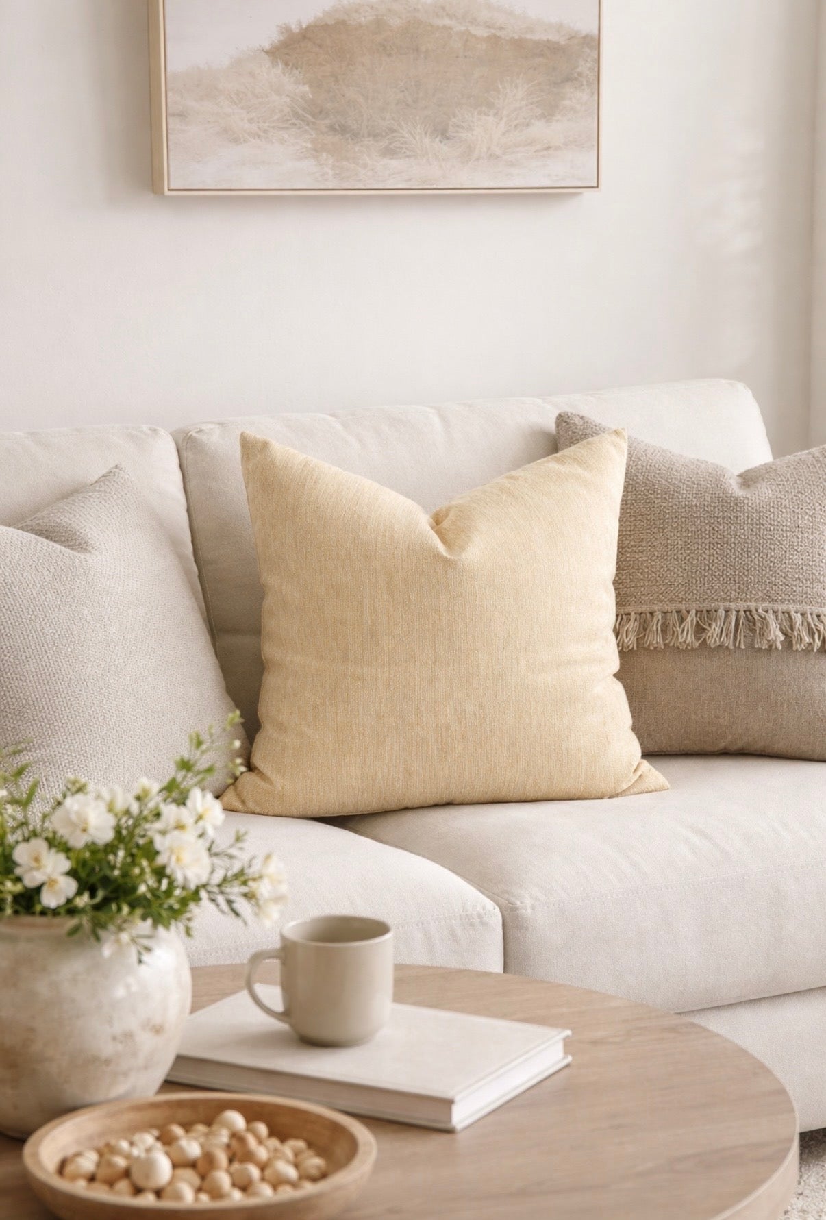 Butter cream cushion in living room | Interiors By Zai