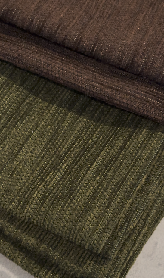 Close up olive green cushion fabric texture detail along with Sienna drift cushion cover