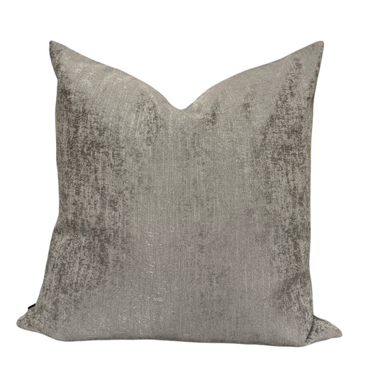Sterling Mist Cushion in silver-grey with soft chenille fabric - interiors by Zai