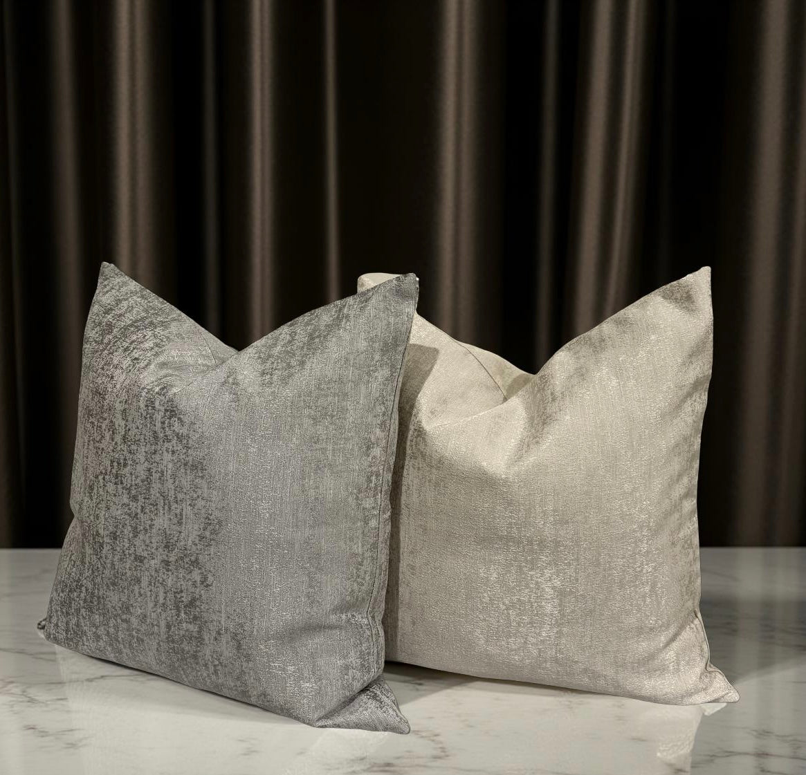 Sterling Mist Cushion with champange cushion adding elegance to contemporary living - interiors by Zai