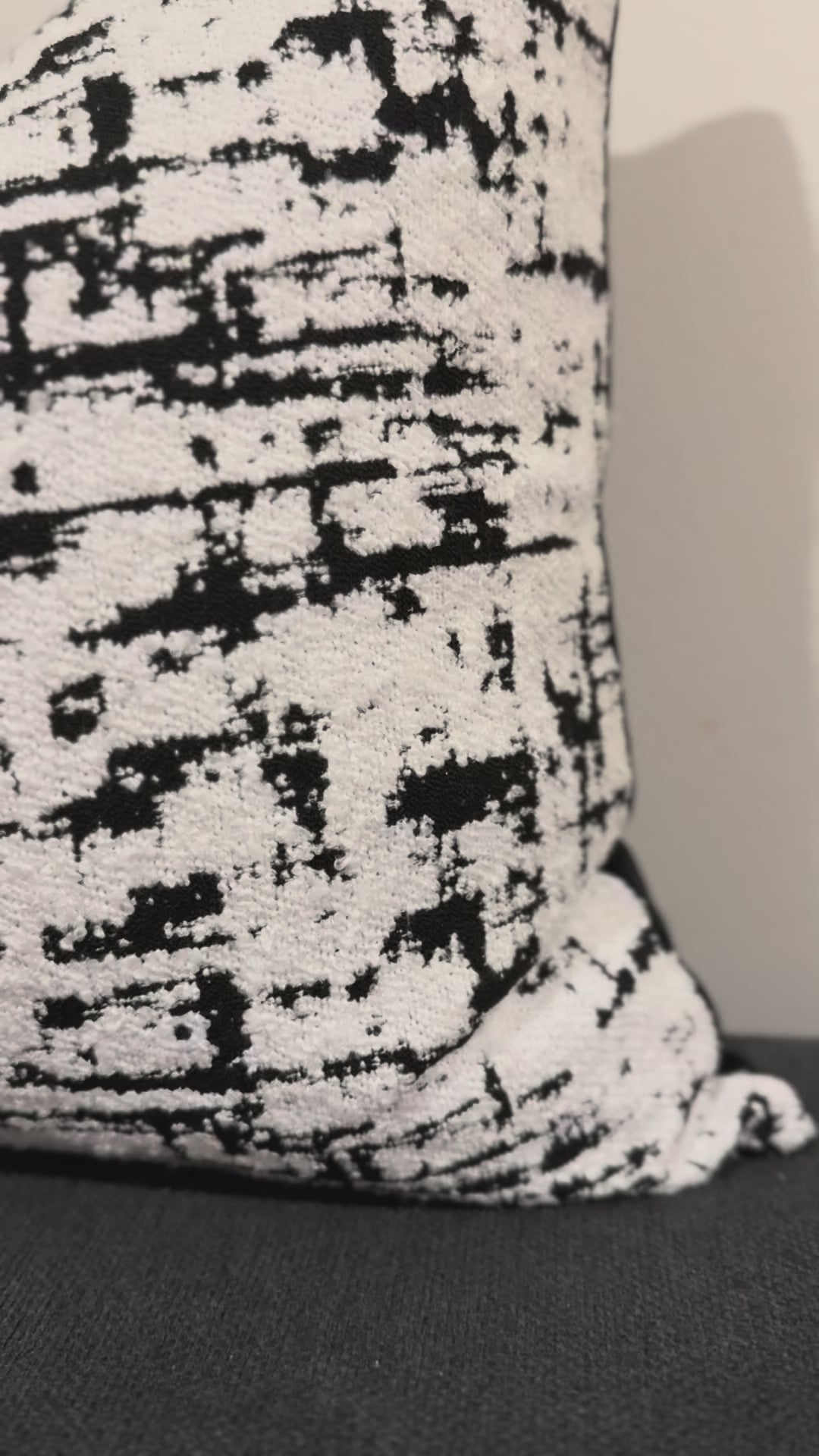 closeup video monochrome muse cushion | interiorsbyzai