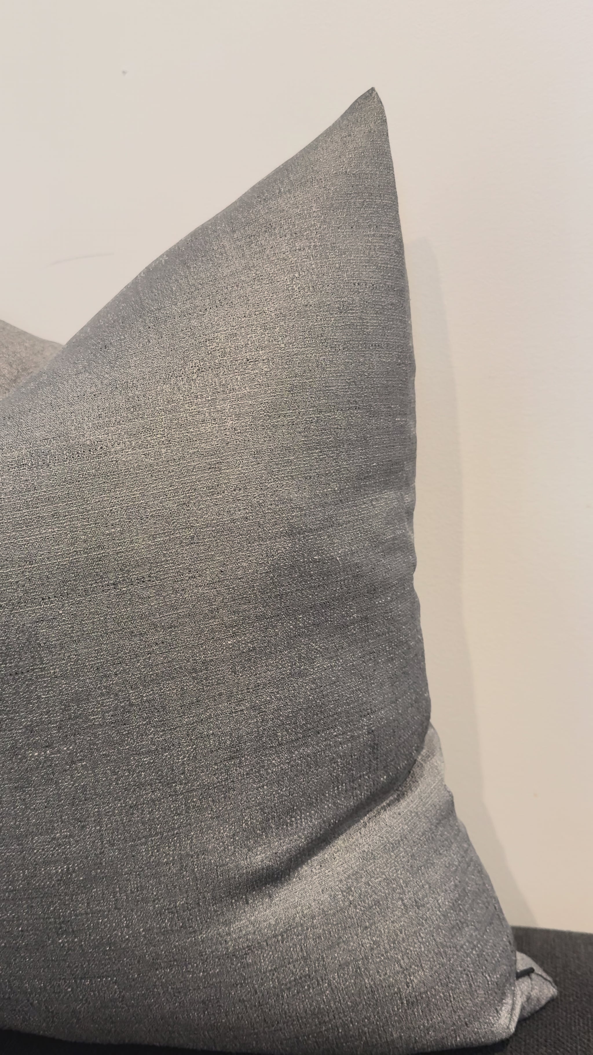 close up of silver shadow cushion